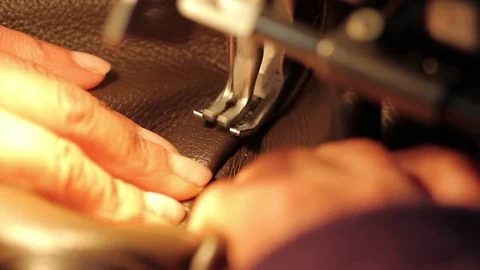 Leather sewing machine Stock Footage 77046903