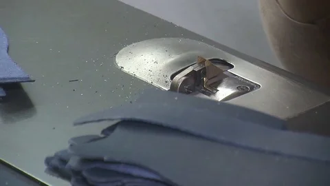 Leather sewing with a sewing machine.The Process Of Making Shoes Stock Footage 90271134