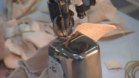 Leather sewing with a sewing machine.The Process Of Making Shoes Stock Footage 90272752