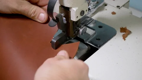 Leather skinning machine in workshop Stock Footage 118134862