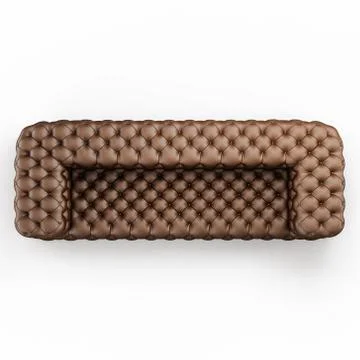 Leather sofa capitone on a white background top view 3d rendering Stock Illustration