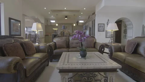 Leather sofa with fireplace backround Vídeos de archivo 247200496