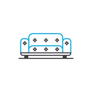 Leather sofa linear icon concept. Leather sofa line vector sign, symbol Illustrazione stock