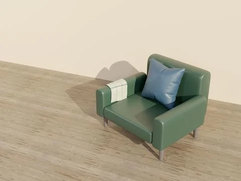 Leather sofa in the room. 3D rendering Stock Photos