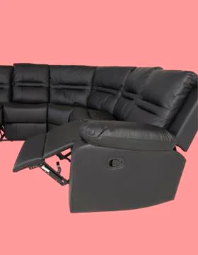 Leather soft sofa for interior  isolated on light pink background Stock Photos