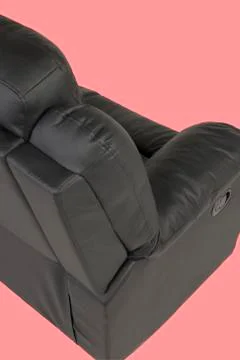 Leather soft sofa for interior  isolated on light pink background Stock Photos