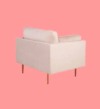 Leather soft sofa for interior  isolated on light pink background Stock Photos