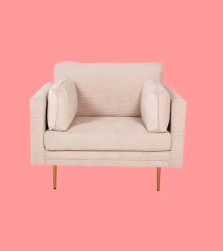 Leather soft sofa for interior  isolated on light pink background Stock Photos