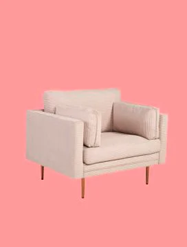 Leather soft sofa for interior  isolated on light pink background Stock Photos