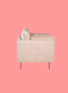 Leather soft sofa for interior  isolated on light pink background Stock Photos
