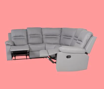 Leather soft sofa for interior isolated on pink background with clipping path Stock Photos