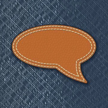 Leather speech bubble on jeans texture Stock Illustration