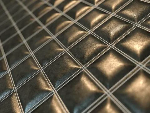 Leather square stitched black texture or background Stock Illustration
