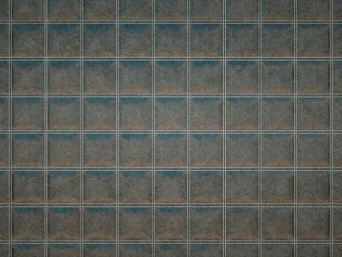 Leather square stitched grey texture or background Illustrazione stock