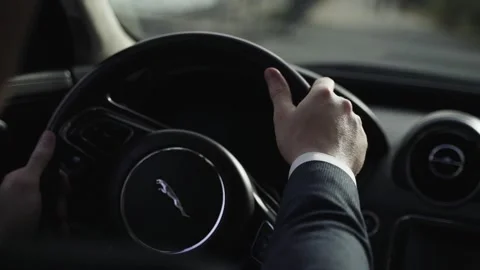 Leather steering wheel Stock Footage 147753109