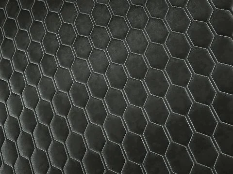 Leather stitched hexagon or honecomb black shiny texture 스톡 일러스트