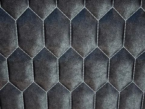 Leather stitched hexagon or honecomb black shiny texture 스톡 일러스트