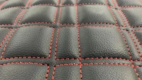 Leather stitched  with pattern, leather black texture or background Stock Photos