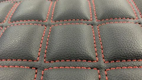 Leather stitched  with pattern, leather black texture or background Stock Photos