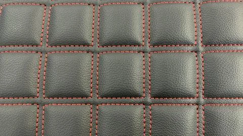 Leather stitched  with pattern, leather black texture or background Stock Photos