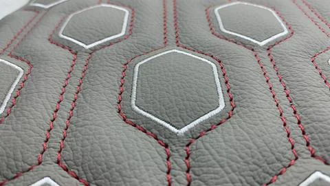 Leather stitched  with pattern, leather black texture or background Stock Photos