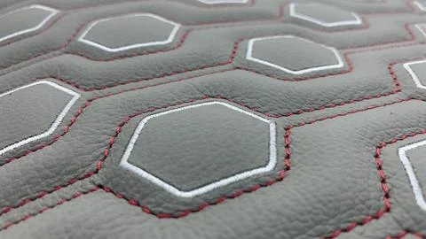 Leather stitched  with pattern, leather black texture or background Stock Photos
