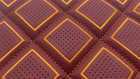 Leather stitched  with pattern, leather red  texture or background Stock Photos