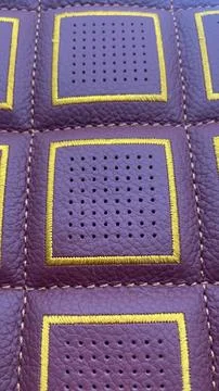 Leather stitched  with pattern, leather red  texture or background Stock Photos