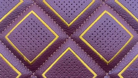 Leather stitched  with pattern, leather red  texture or background Stock Photos