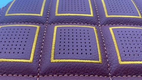 Leather stitched  with pattern, leather red  texture or background Stock Photos