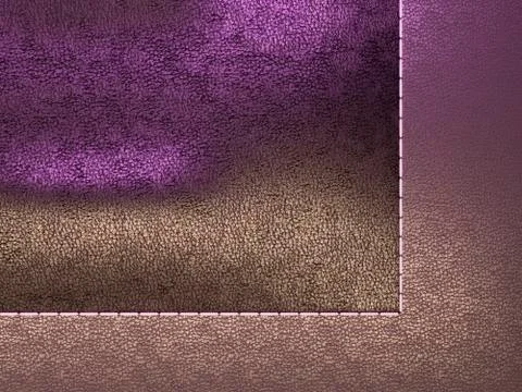 Leather stitched texture or background purple and brown Stock Photos