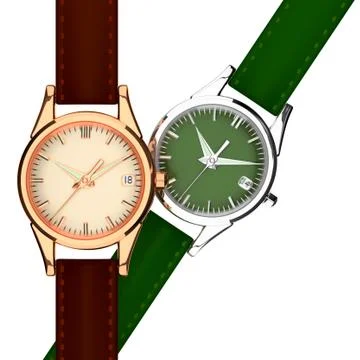 Leather strap watch. Illustrazione stock