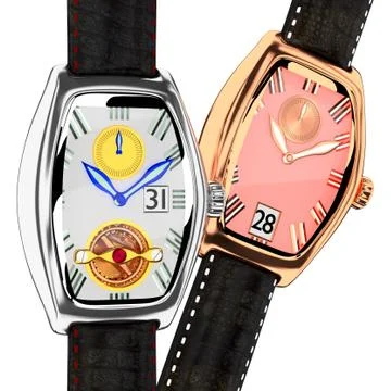 Leather strap watch. Stock Illustration