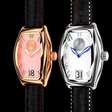 Leather strap watch. Stock Illustration