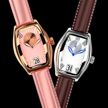 Leather strap watch. Stock Illustration