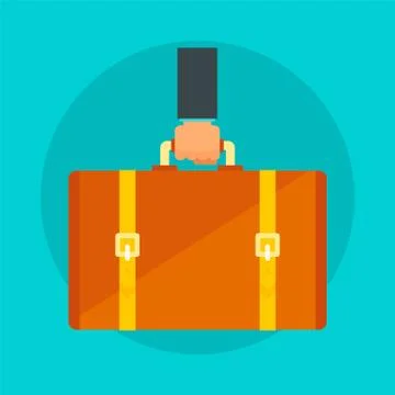 Leather suitcase concept background, flat style Illustration