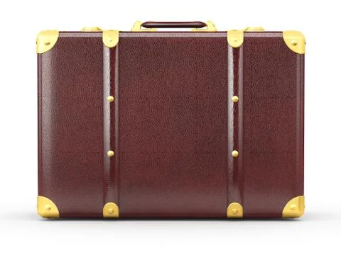 Leather suitcase on white isolated background. 3d Stockillustratie