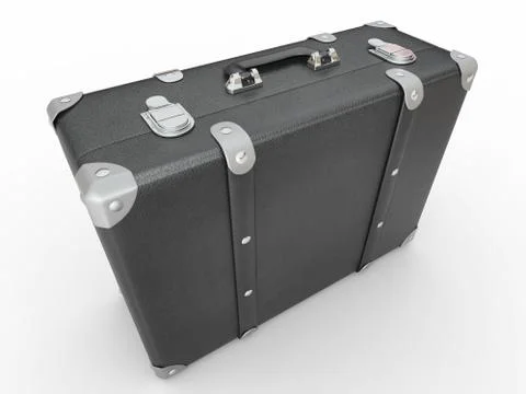Leather suitcase on white isolated background. 3d Stock Illustration