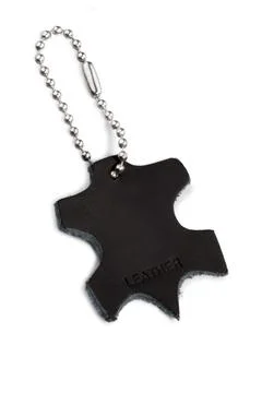 Leather tag with clipping path Foto stock