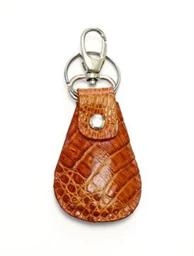 Leather tag isolated on white background Stock Photos
