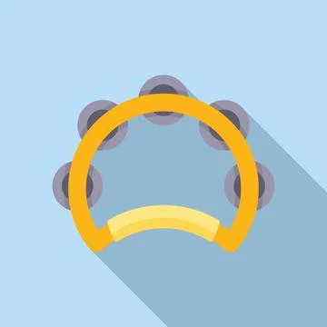 Leather tambourine icon flat vector. Music drum Illustrazione stock