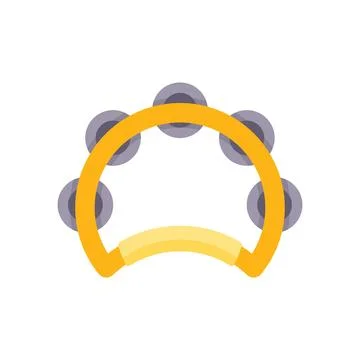 Leather tambourine icon flat vector. Music drum Illustrazione stock