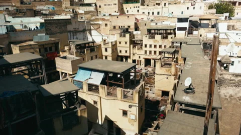 Leather Tannery In Morocco Surrounded By Residential Buildings Stock Footage 314862103
