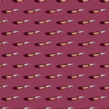 Leather tools seamless pattern. Made in a flat style on a red background Illustrazione stock