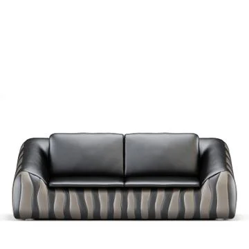 Leather two-seater sofa on a white background front view 3d rendering イラスト素材
