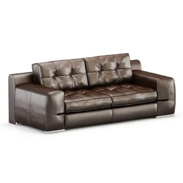 Leather two-seater sofa on a white background 3d rendering Stock Illustration
