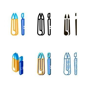 Leather types craft instruments icon vector outline イラスト素材