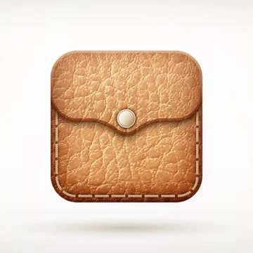 Leather wallet app icon on rounded corner square Illustrazione stock