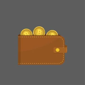 Leather wallet with bitcoins Stock Illustration