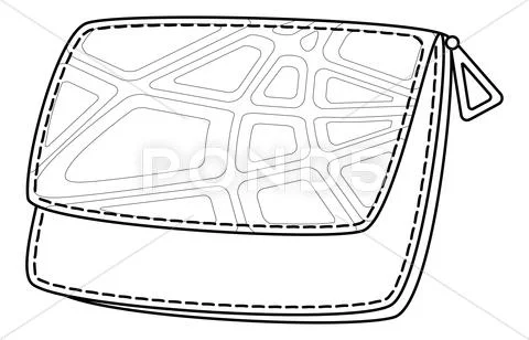 Leather wallet, contour Stock Illustration